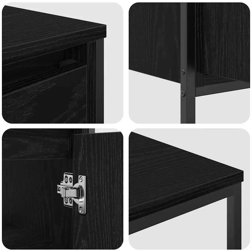 Bathroom Furniture Set Black Oak 3 Piece Vanity Cabinet Storage Unit with Mirror
