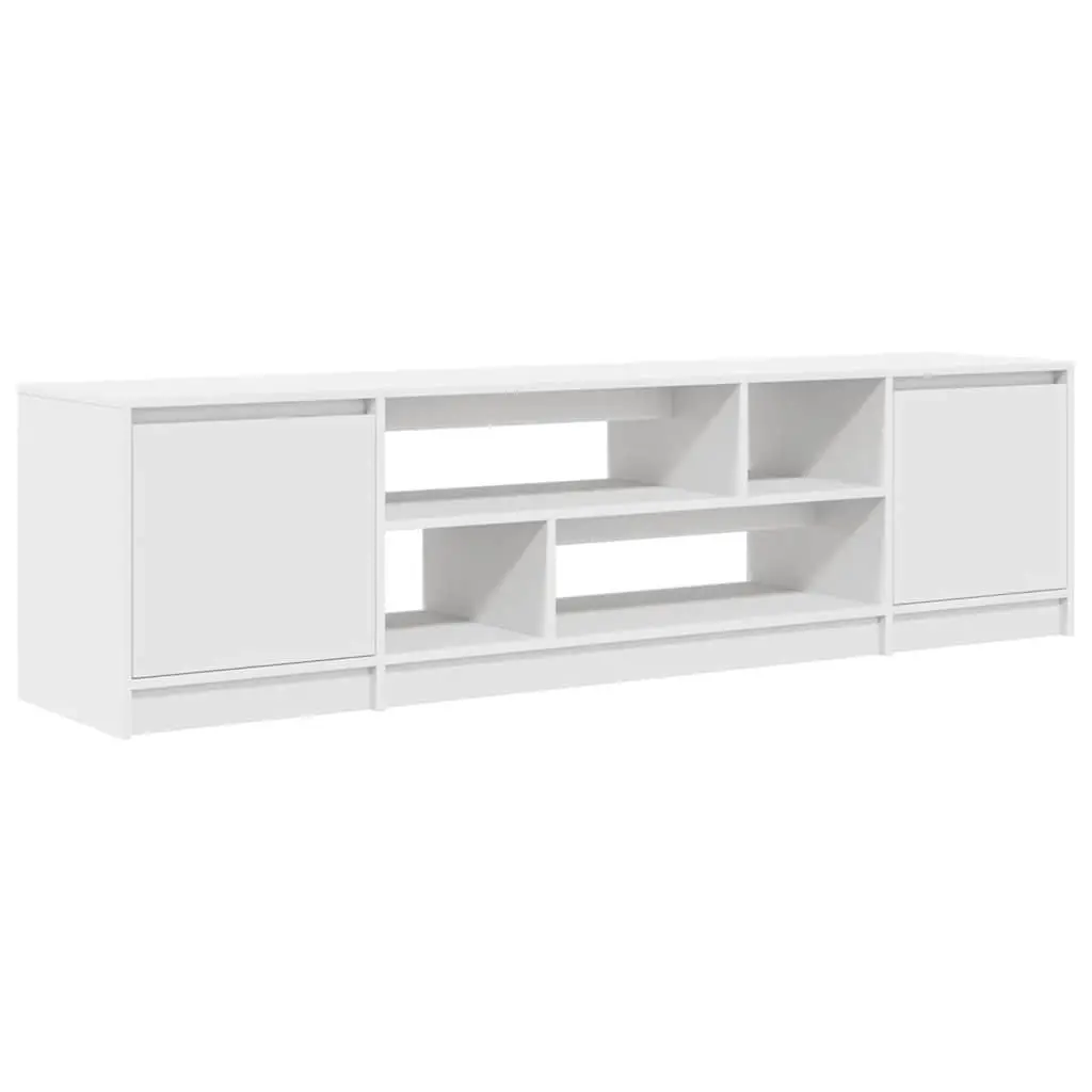 TV Cabinet White Engineered Wood Ample Storage Space for Living Room Bedroom
