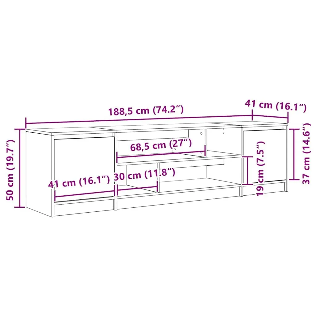 TV Cabinet White Engineered Wood Ample Storage Space for Living Room Bedroom
