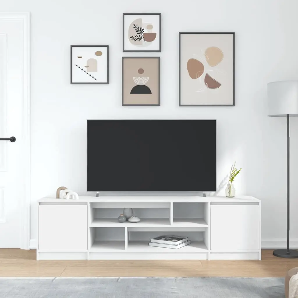 TV Cabinet White Engineered Wood Ample Storage Space for Living Room Bedroom