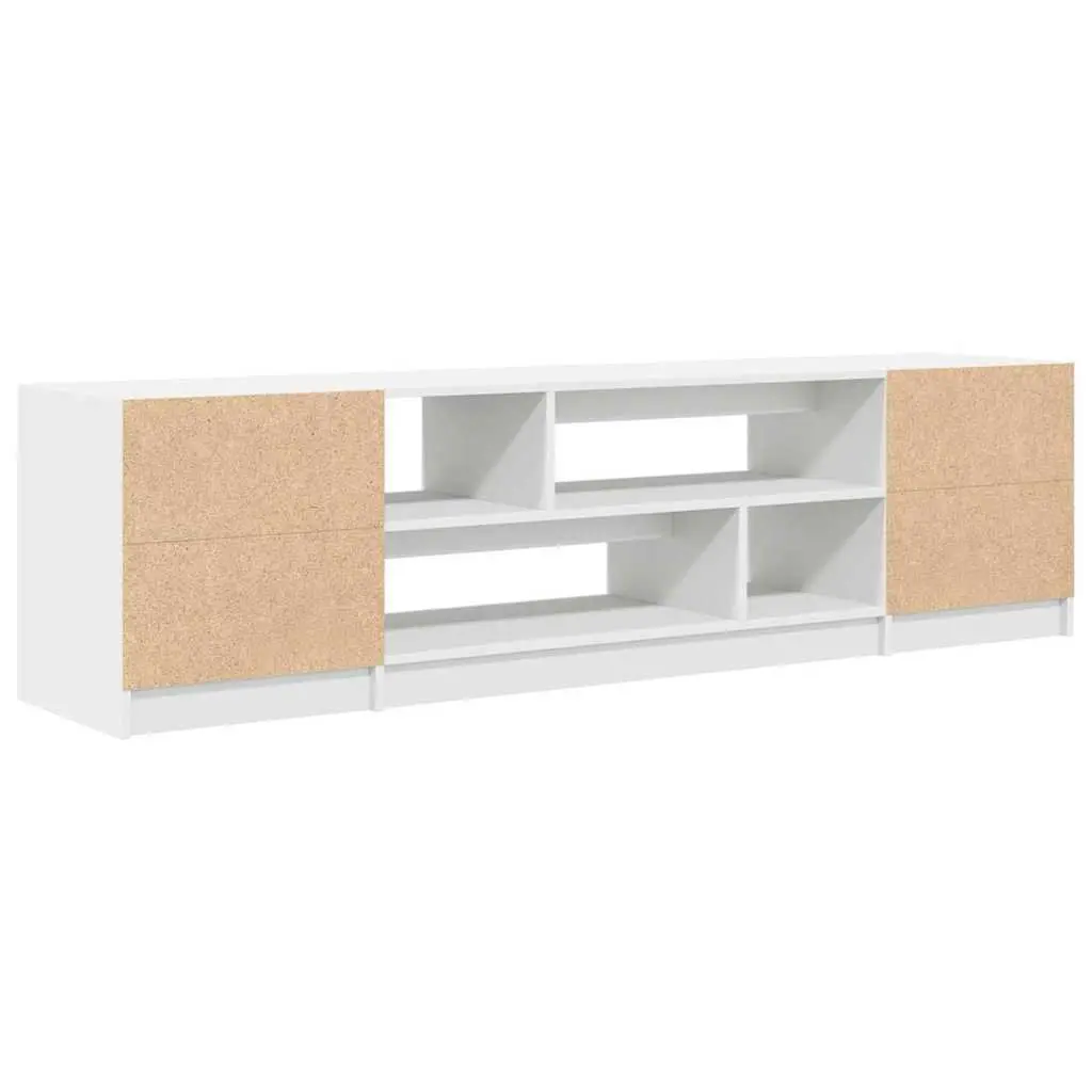 TV Cabinet White Engineered Wood Ample Storage Space for Living Room Bedroom