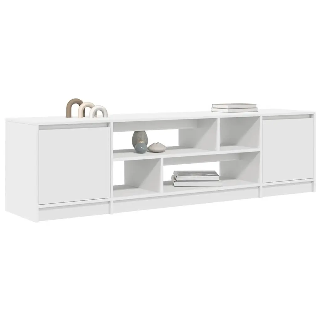 TV Cabinet White Engineered Wood Ample Storage Space for Living Room Bedroom