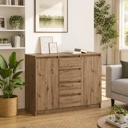Sideboard Storage Cabinet with Drawers Doors Shelves Brown Engineered Wood