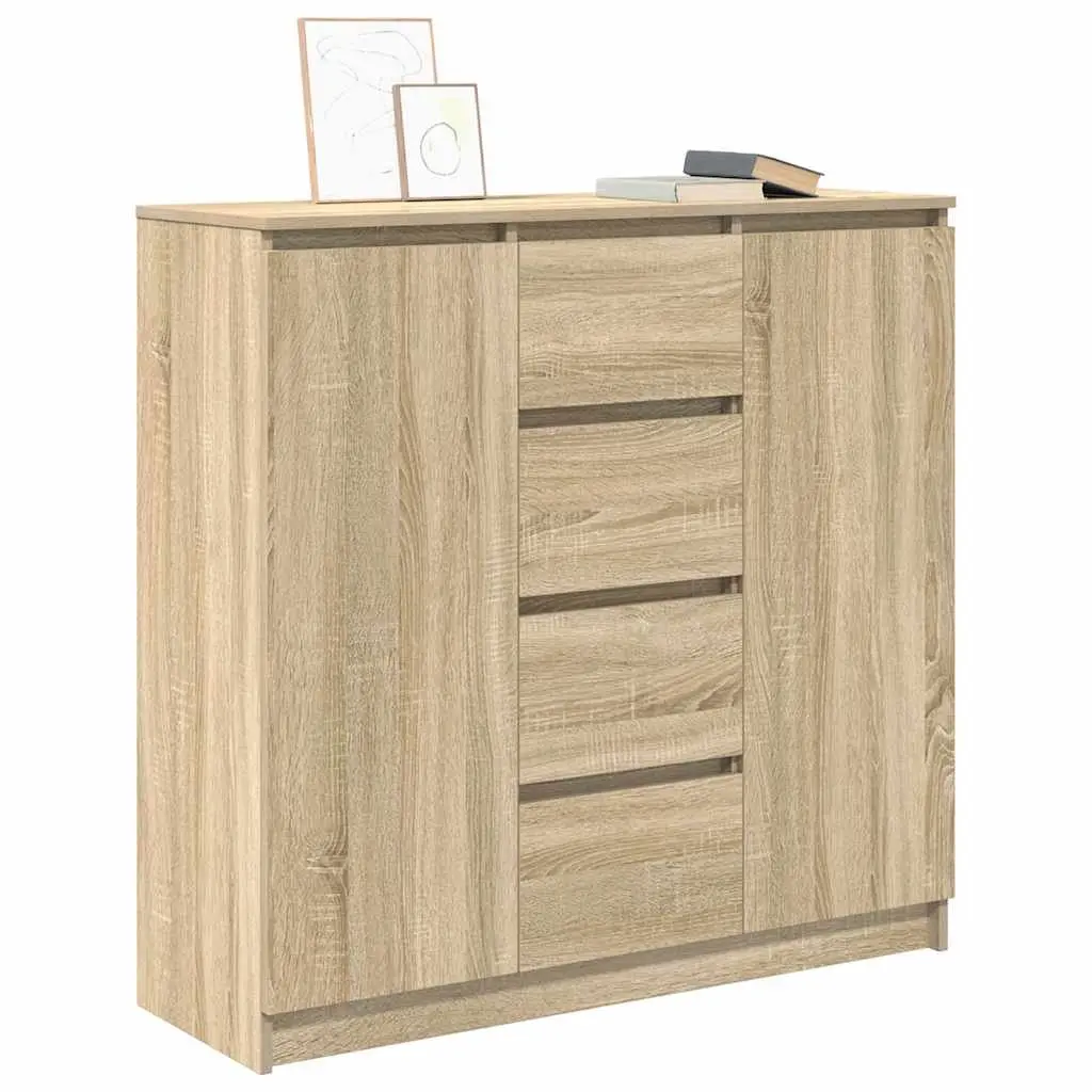 Sideboard Brown Engineered Wood Storage Cabinet with Drawers Doors and Shelves