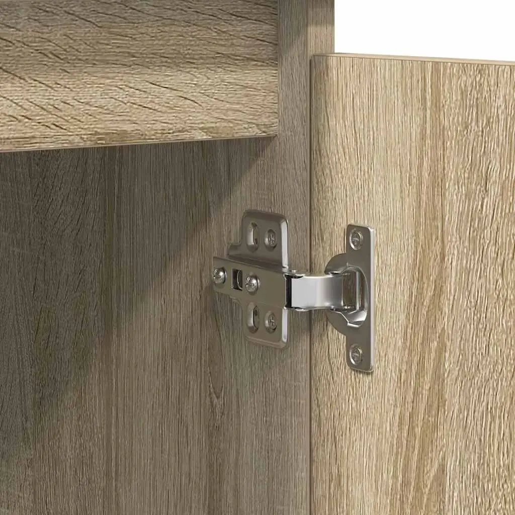 Sideboard Brown Engineered Wood Storage Cabinet with Drawers Doors and Shelves