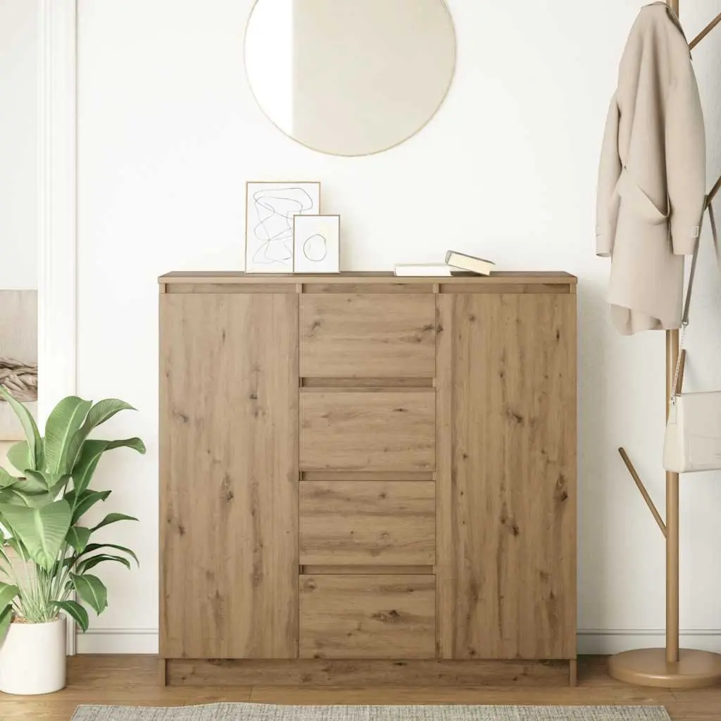 Sideboard Brown Engineered Wood Storage Cabinet with Drawers for Living Room