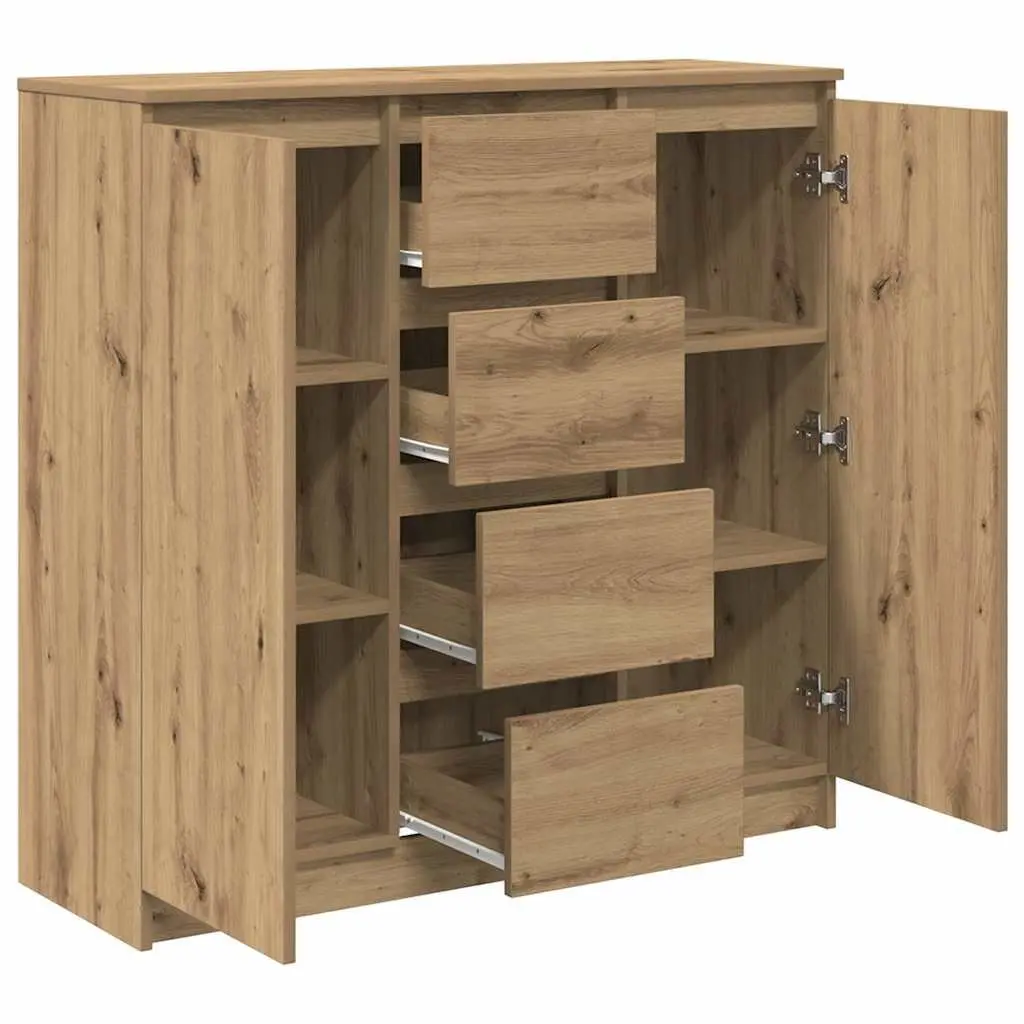 Sideboard Brown Engineered Wood Storage Cabinet with Drawers for Living Room