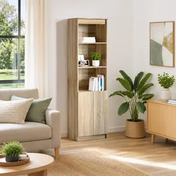 Concise Highboard Storage Solution in Brown Wood