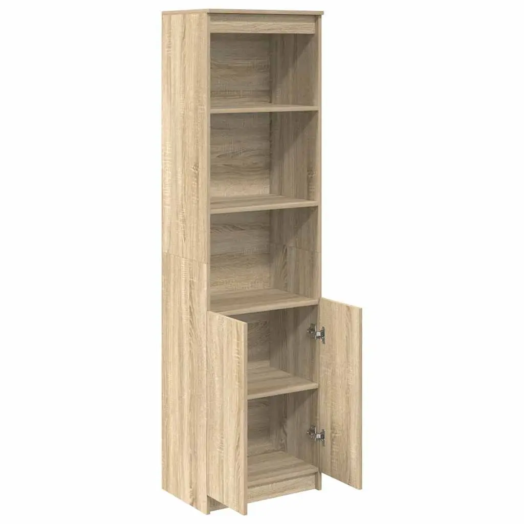Brown Tall Sideboard Highboard Storage Cabinet Engineered Wood for Organizing Dining Bedroom Kitchen and Living Space