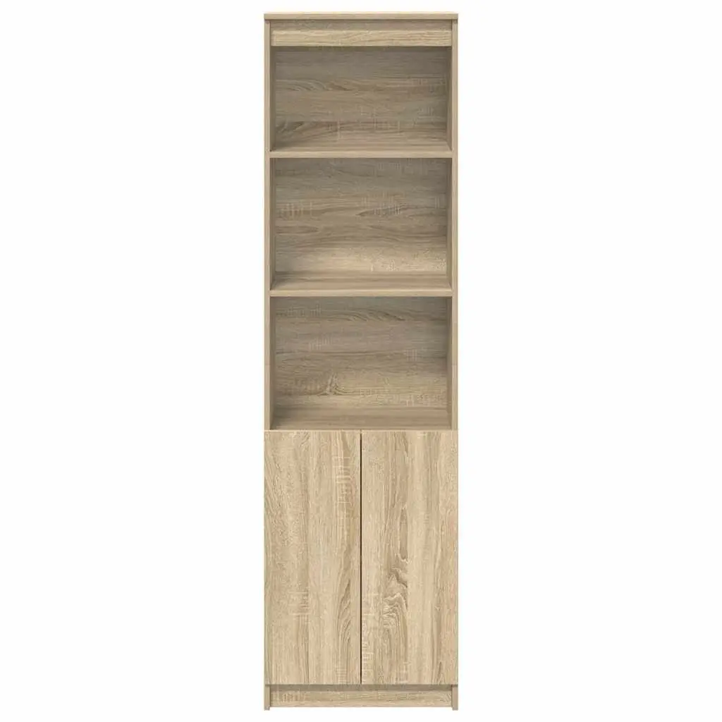 Brown Tall Sideboard Highboard Storage Cabinet Engineered Wood for Organizing Dining Bedroom Kitchen and Living Space