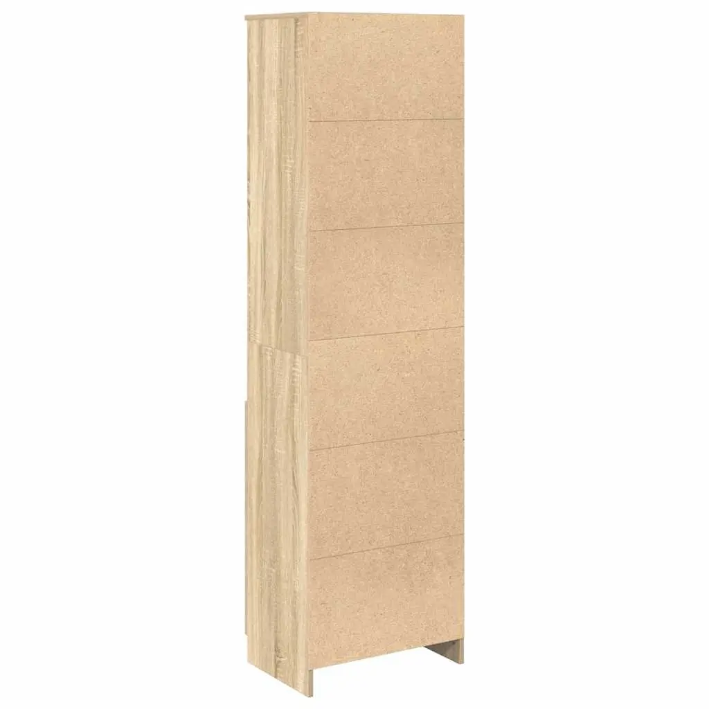 Brown Tall Sideboard Highboard Storage Cabinet Engineered Wood for Organizing Dining Bedroom Kitchen and Living Space