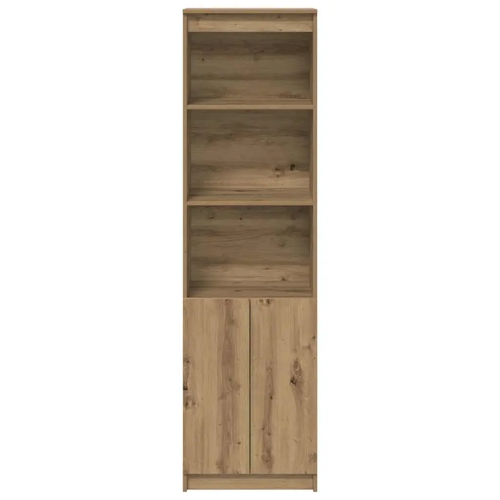 Tall Brown Highboard Storage Cabinet Engineered Wood Enclosed Cupboard