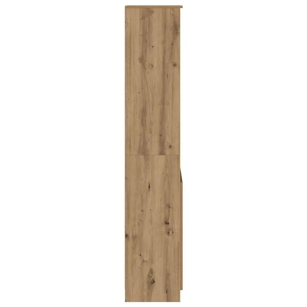 Tall Brown Highboard Storage Cabinet Engineered Wood Enclosed Cupboard
