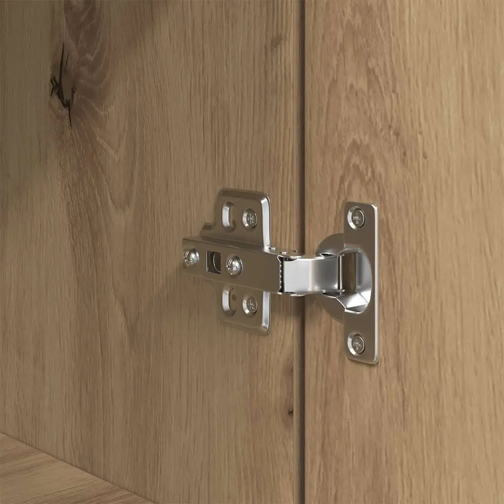 Tall Brown Highboard Storage Cabinet Engineered Wood Enclosed Cupboard
