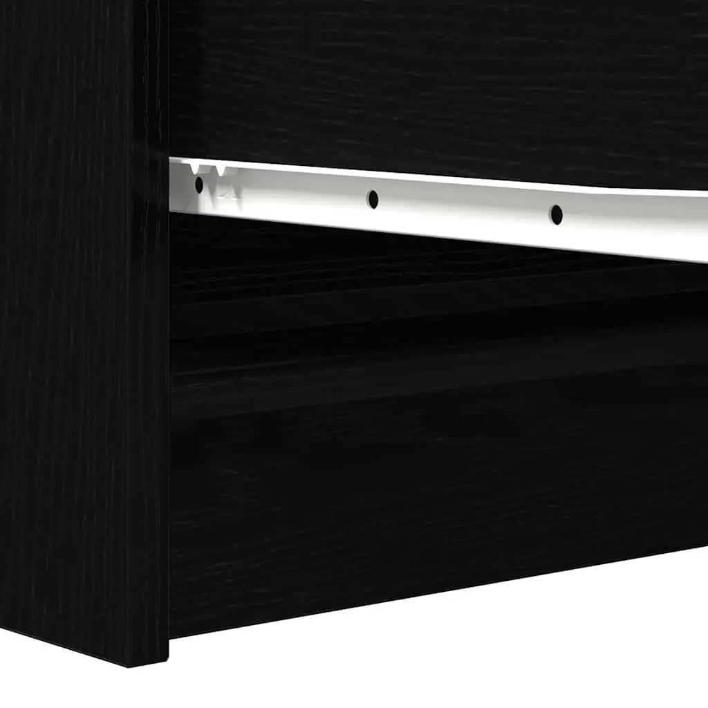 Black Sideboard Engineered Wood 100x35x76cm Minimalist Storage Buffet Cabinet