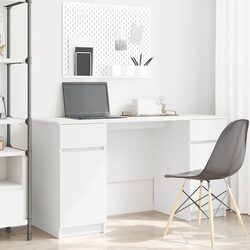 Compact White Engineered Wood Desk with Ample Storage