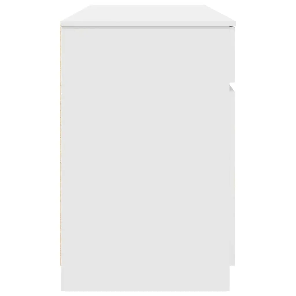 White Engineered Wood Desk with Drawer Storage Modern Home Office Workspace