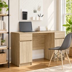Concise Sonoma Oak Desk with Drawer, 140 x 49 x 76 cm