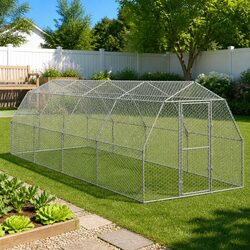 Compact Chicken Run 2.5x8x2.25m - Galvanised Steel Design