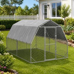 Chicken Run with Roof 2.5x4x2.25m Walk-In Coop Enclosure Small Animal Habitat