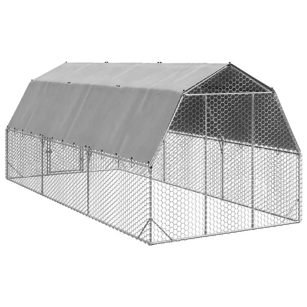 Chicken Run with Roof 2.5x6x2.25m Walk-In Coop Small Animal Habitat Enclosure