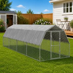 Chicken Run with Roof Walk-In Coop Hexagonal Mesh Large Poultry Enclosure