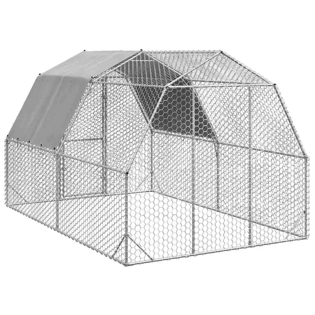 Chicken Run Silver 2.5x4x2.25m Walk-In Coop with Roof for Secure Outdoor Poultry Enclosure