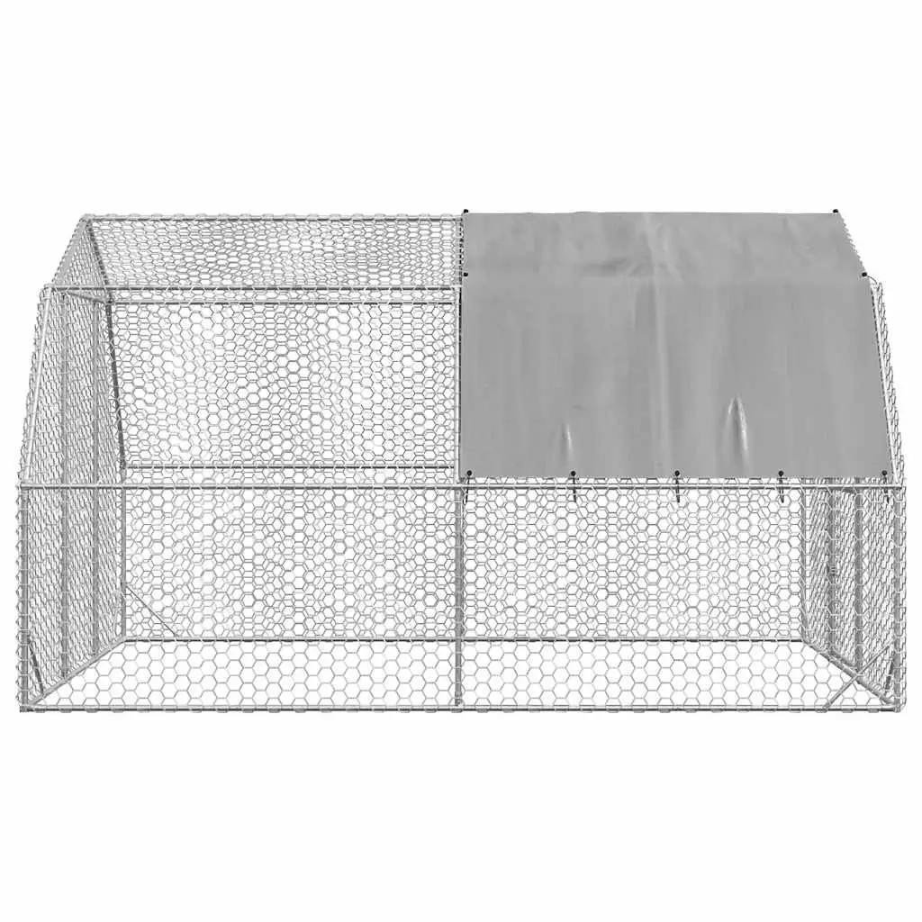 Chicken Run Silver 2.5x4x2.25m Walk-In Coop with Roof for Secure Outdoor Poultry Enclosure