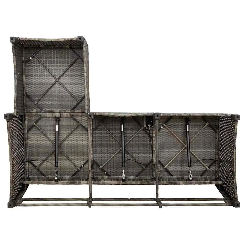 L-shaped outdoor sofa set grey 3 piece with adjustable backrest and thick cushions for garden and patio use