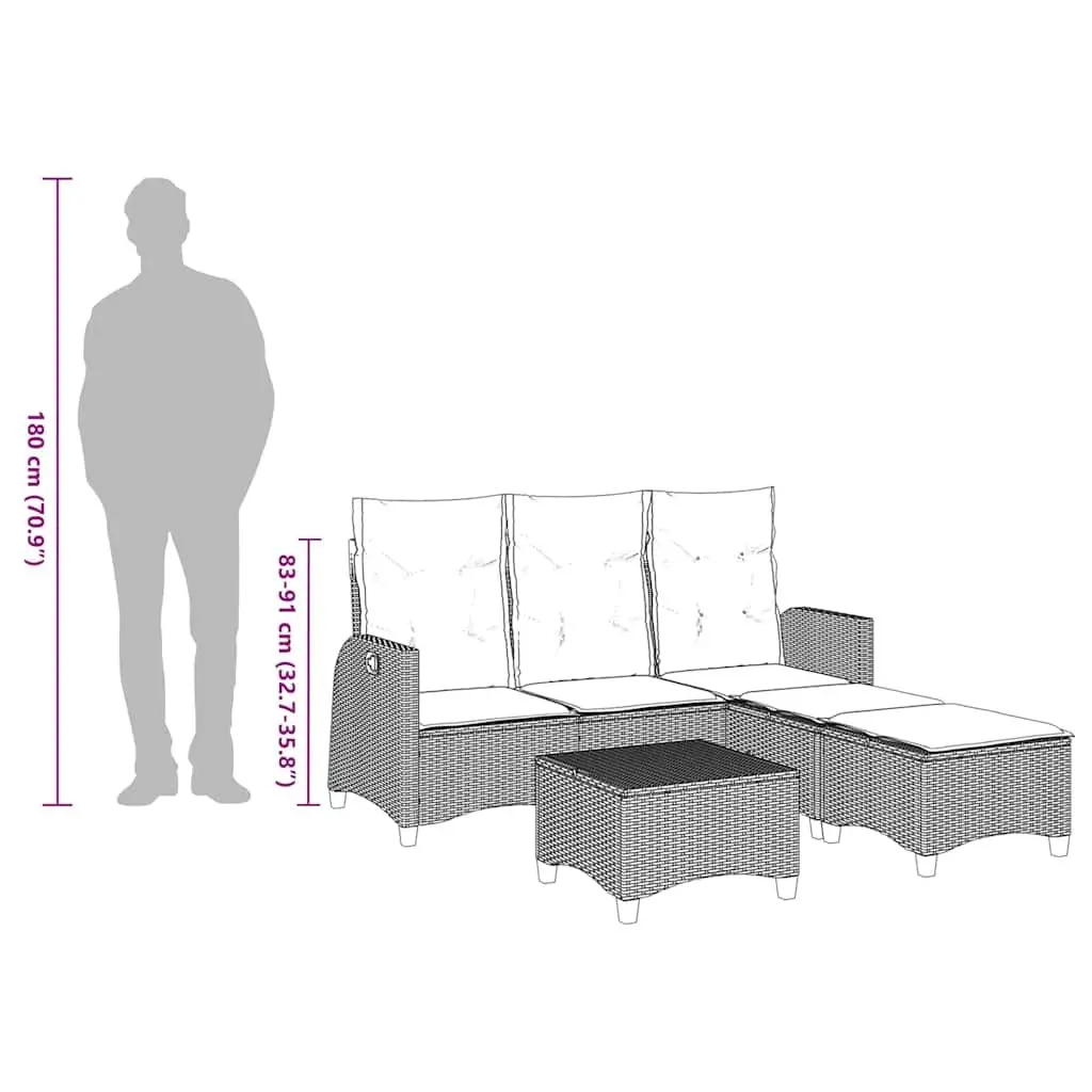 L-Shaped Garden Sofa Set Beige 3 Piece Outdoor Patio Furniture with Cushions
