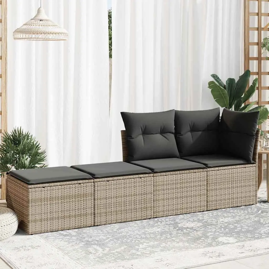 Garden Sofa Set Grey 2 Piece Outdoor Furniture Poly Rattan with Cushions