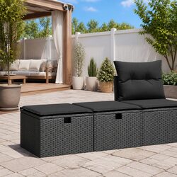 2-Piece Black Outdoor Sofa Set with Storage Bags