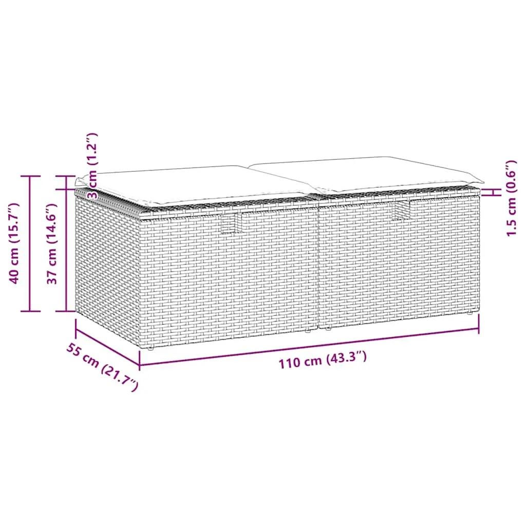 Black Poly Rattan 2 Piece Outdoor Garden Sofa Set with Storage and Cushions