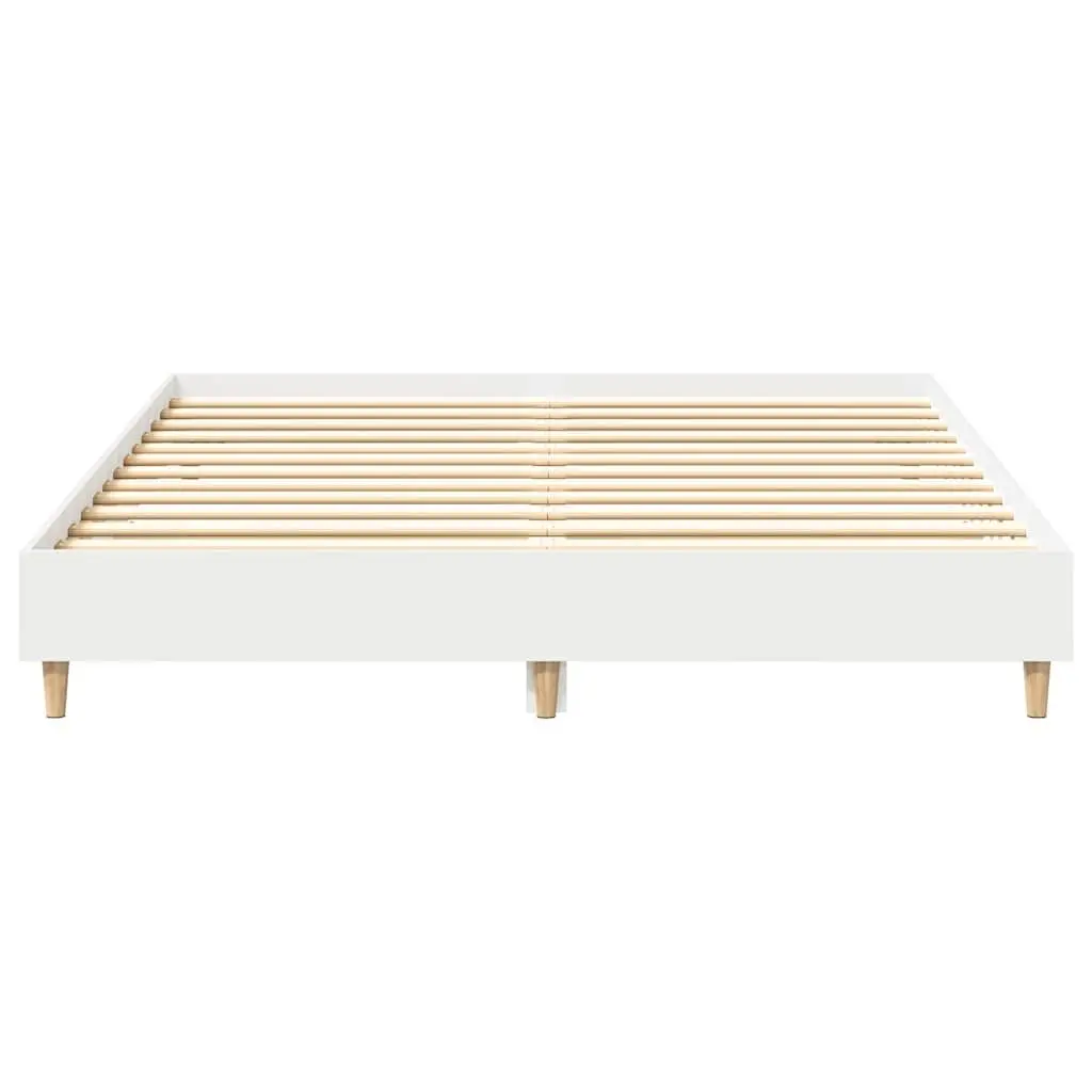 Bed Frame No Mattress White 150x200cm Engineered Wood Slatted Base Bedroom