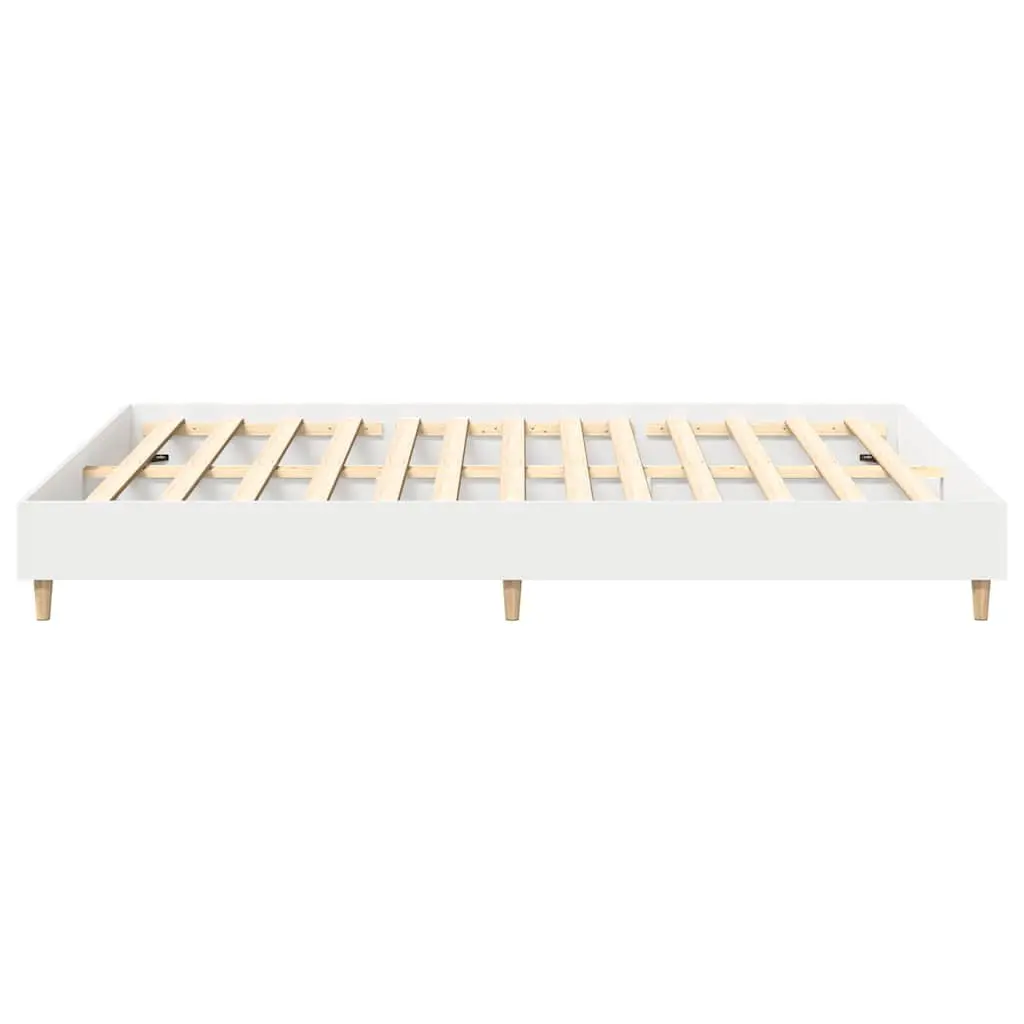 Bed Frame No Mattress White 150x200cm Engineered Wood Slatted Base Bedroom