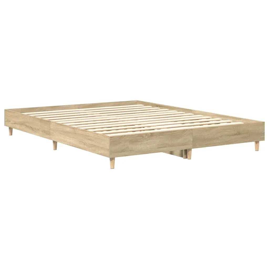 Bed Frame Brown 150x200 cm Engineered Wood Slatted Base