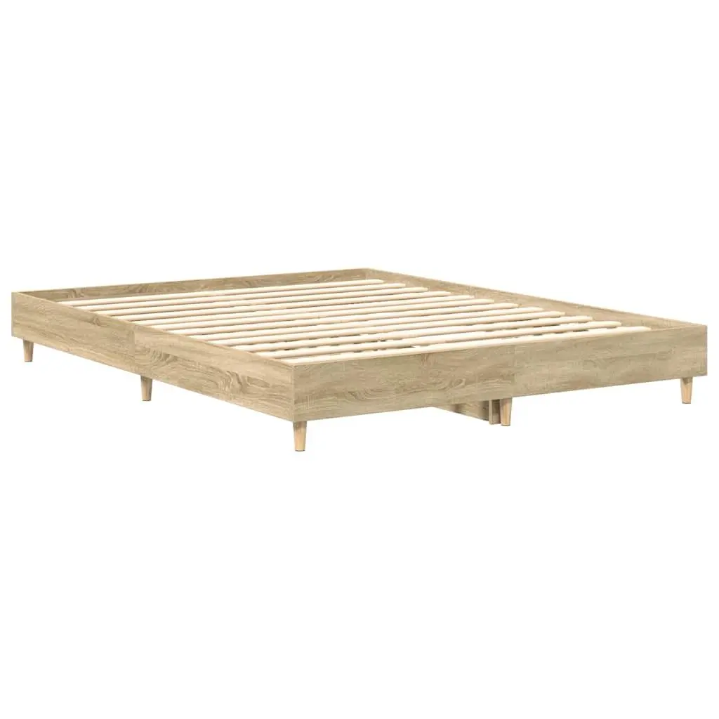 Bed Frame Brown 150x200 cm Engineered Wood Slatted Base