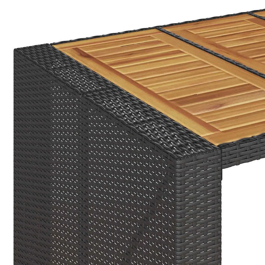 3 Piece Garden Bar Set Outdoor Poly Rattan Bar Stool Table Black Patio Furniture