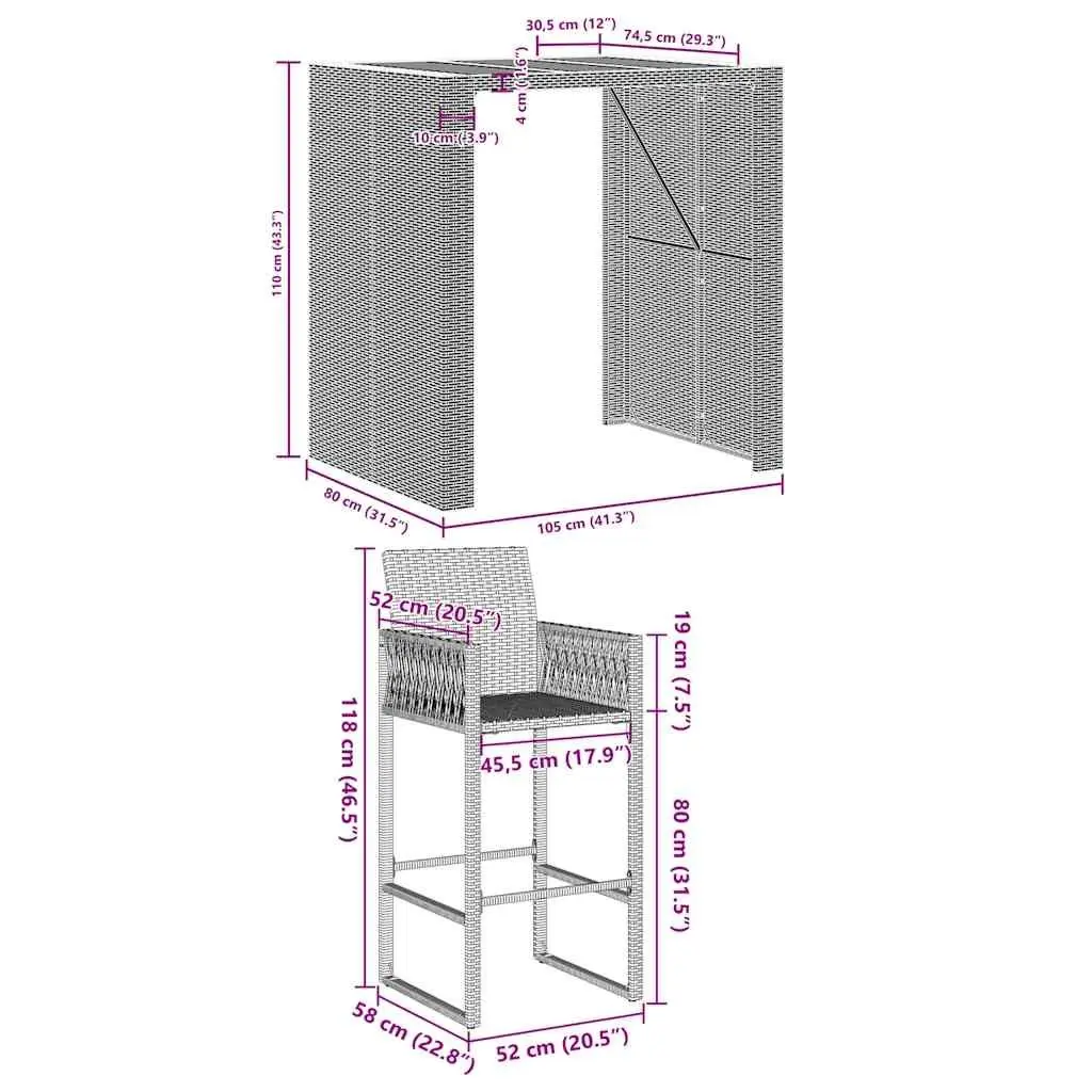 5 Piece Outdoor Bar Set