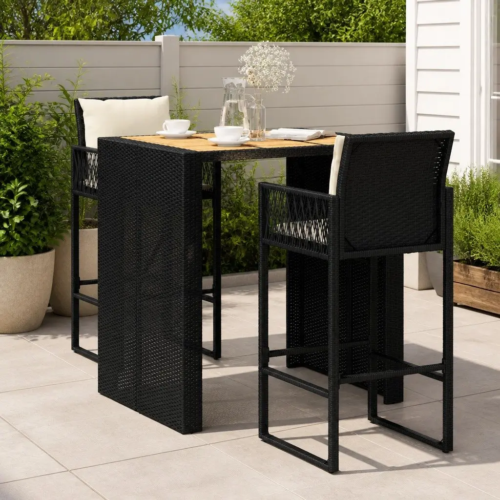 Garden Bar Set with Cushioned Stools for Relaxing
