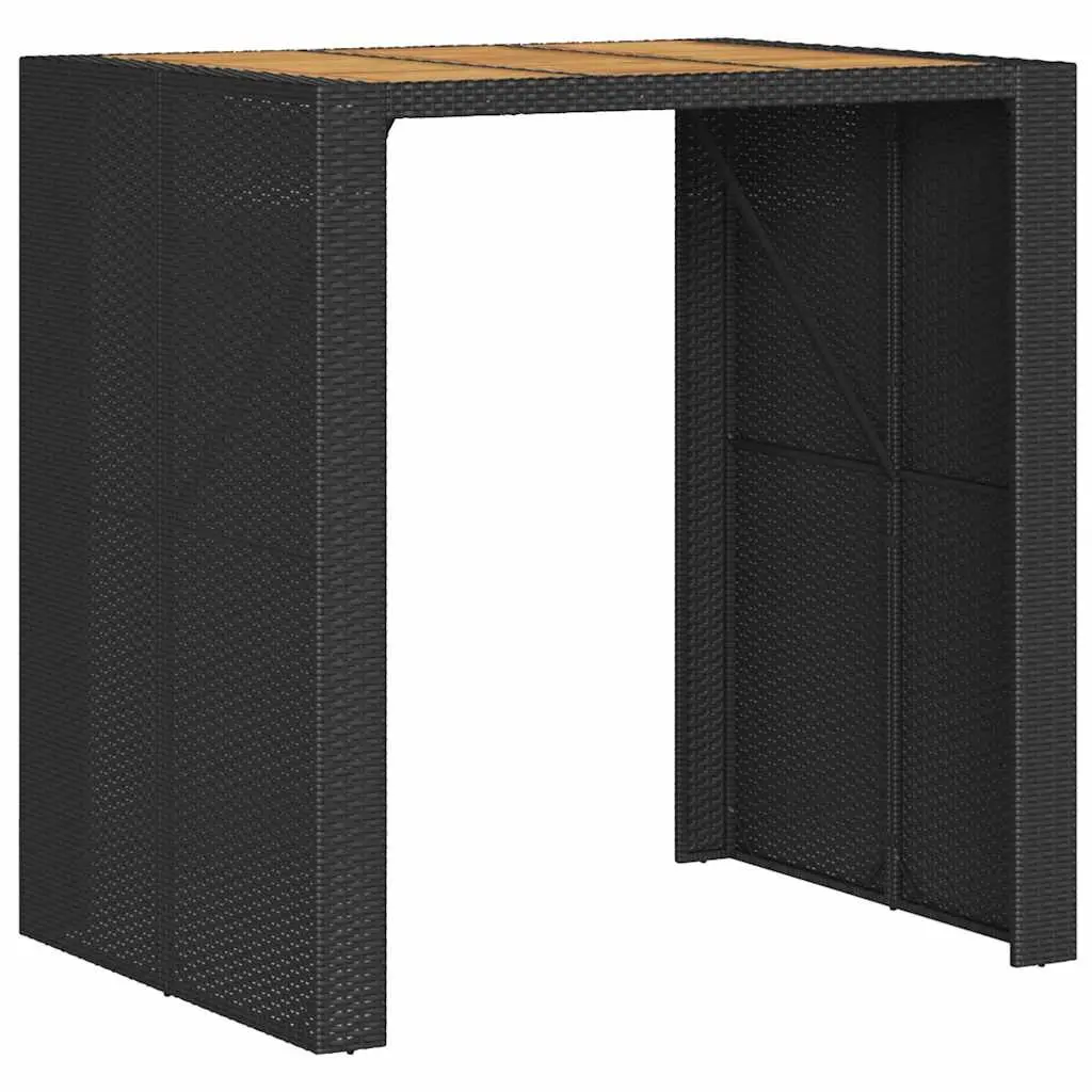5 Piece Garden Bar Set Black Outdoor Furniture with Cushions Weather-resistant PE Rattan