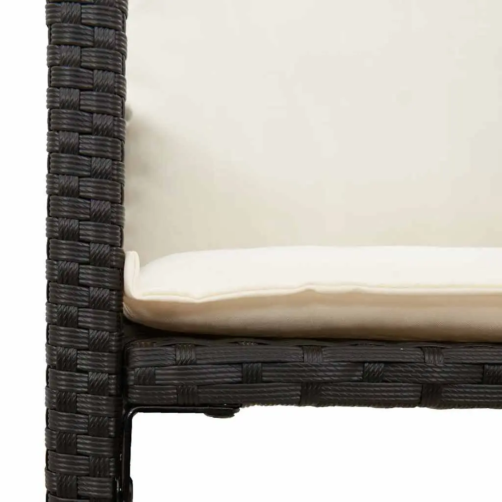 5 Piece Garden Bar Set Black Outdoor Furniture with Cushions Weather-resistant PE Rattan