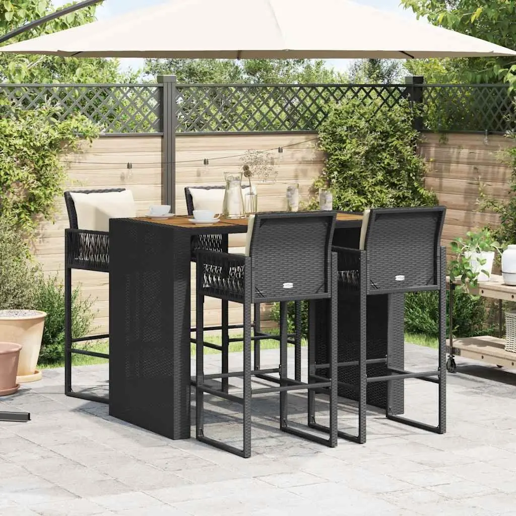 5 Piece Garden Bar Set with Cushions for Outdoor Enjoyment