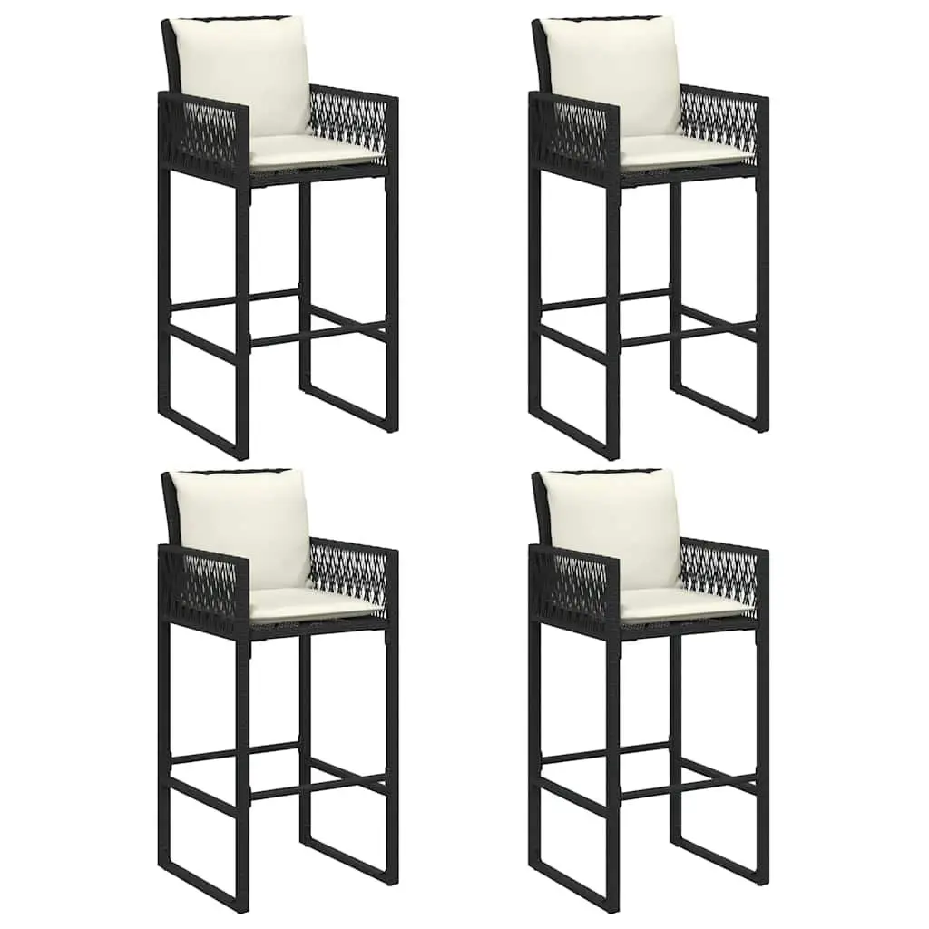 Garden Bar Set Black 5 Piece Outdoor Patio Furniture Weather-resistant Poly Rattan with Cushions