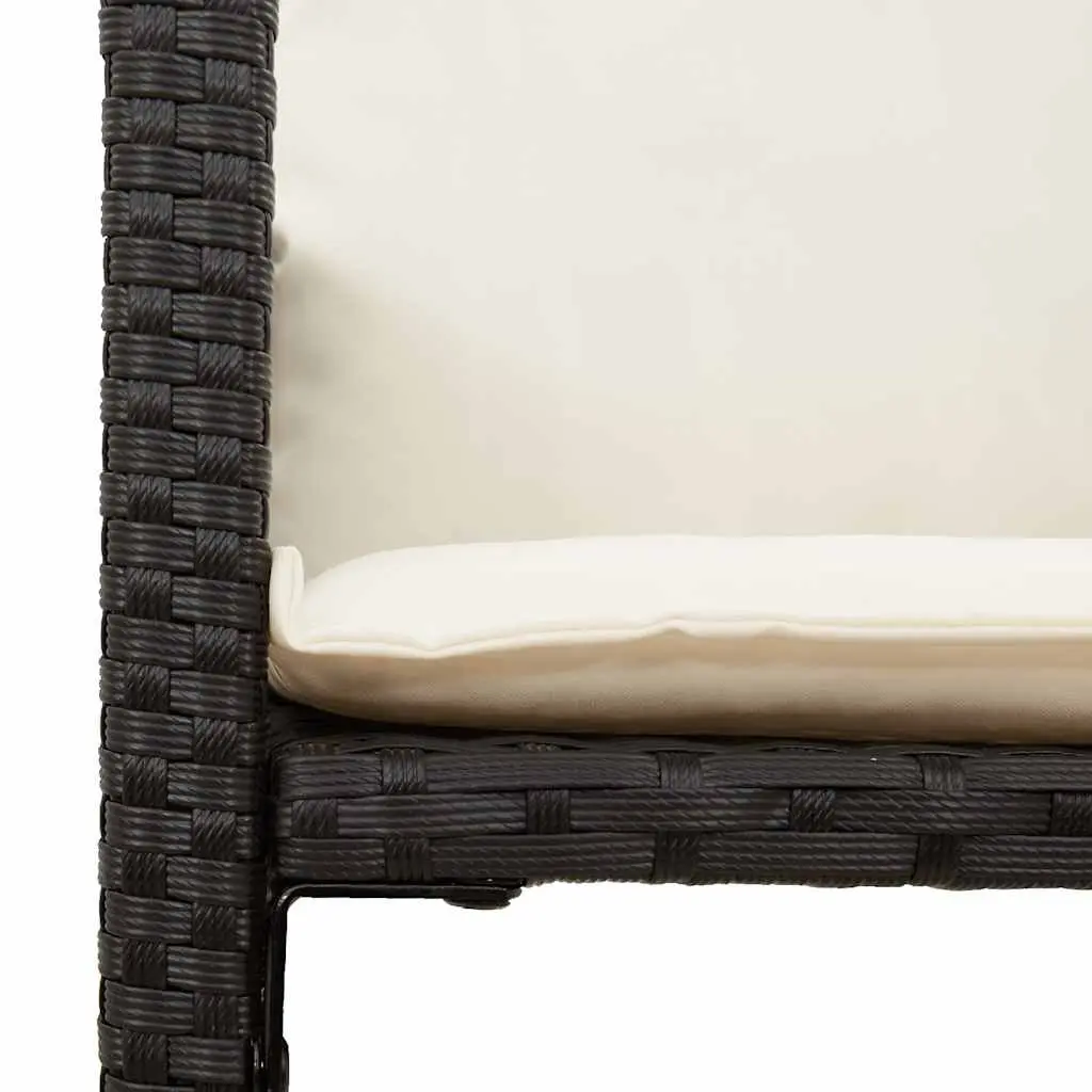 7 Piece Garden Bar Set with Backrest Cushions Black Rattan Outdoor Patio