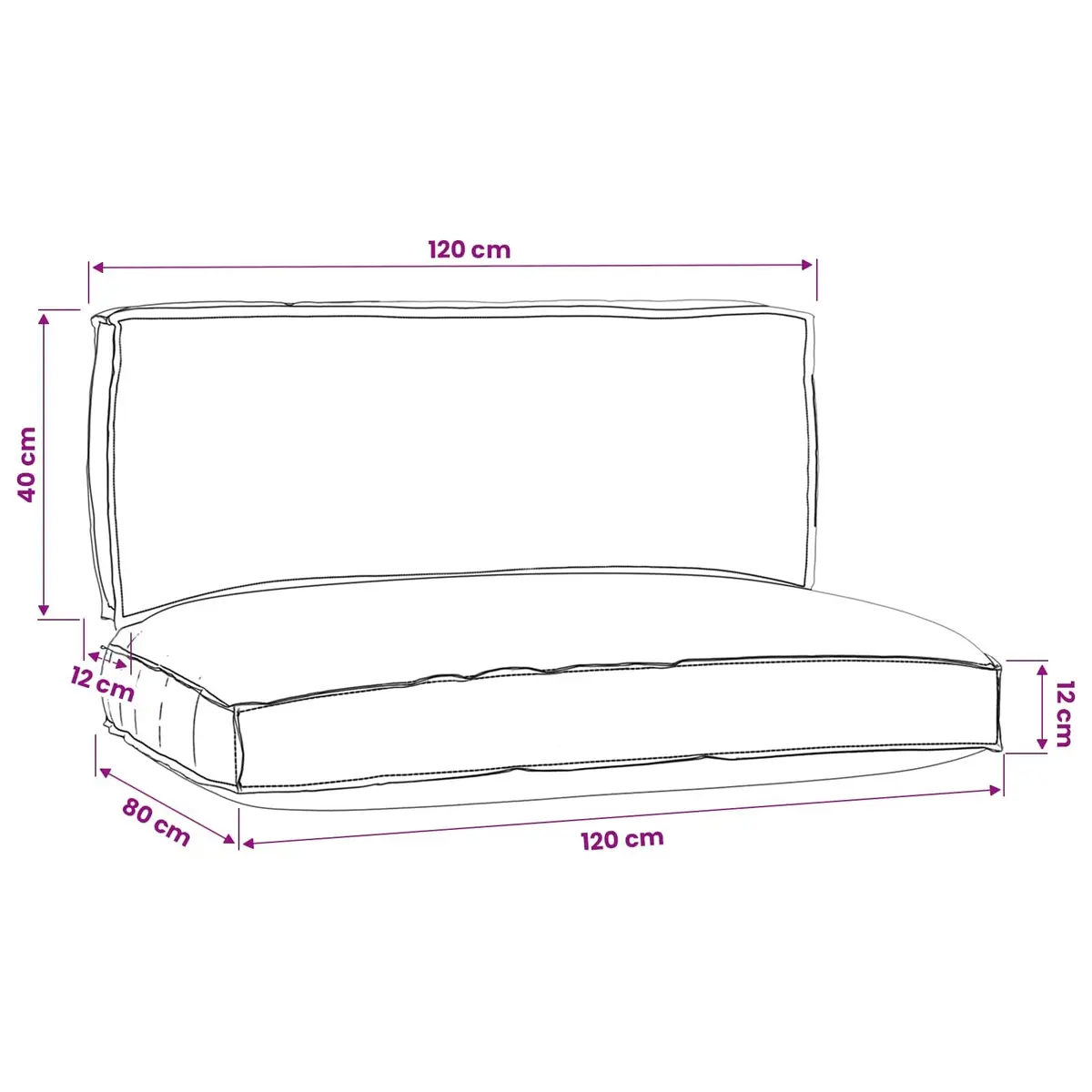 Pallet Cushion Set Anthracite 120x80x52cm Outdoor Oxford Fabric Water and Stain Resistant