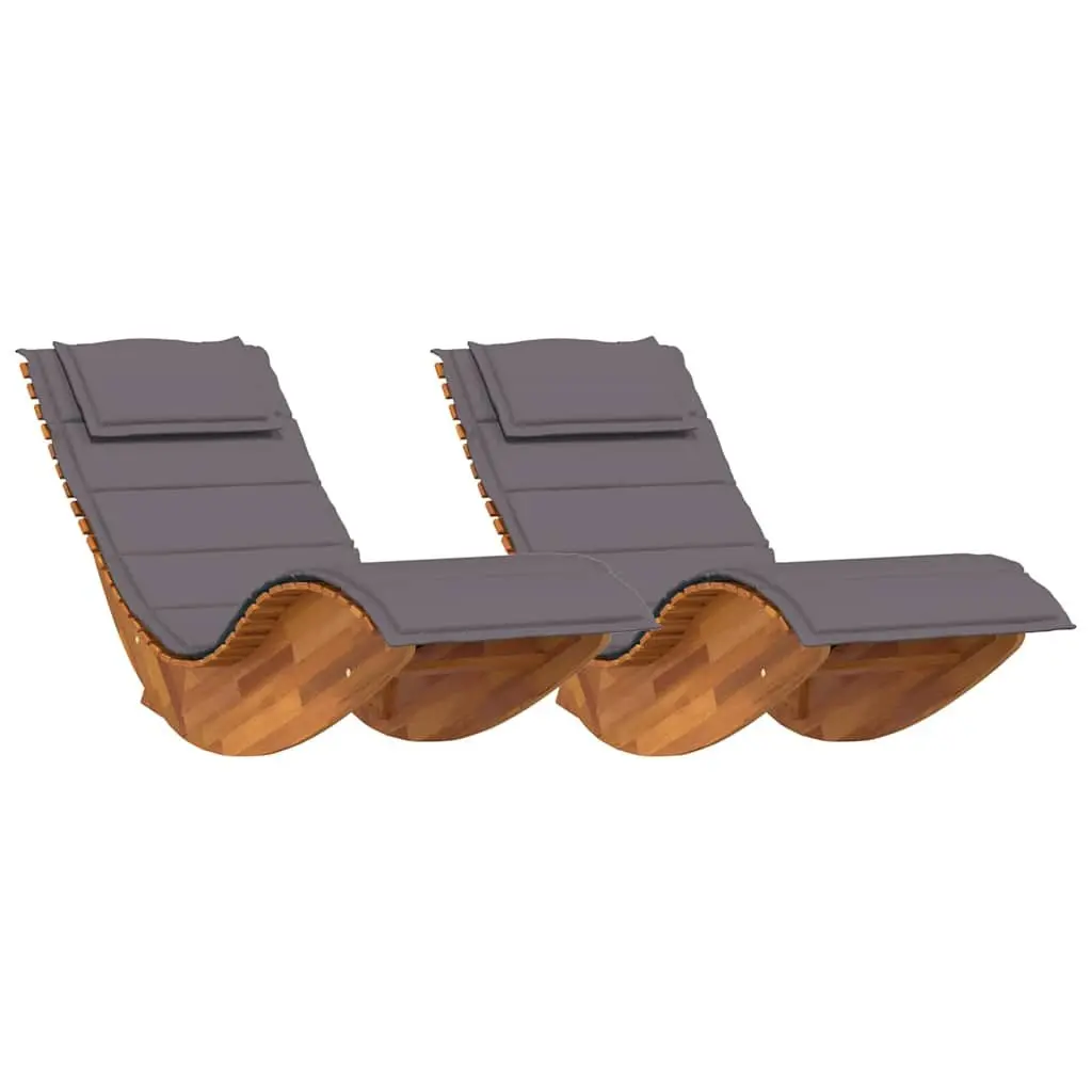 Sun Lounger Brown 2 pcs Acacia Wood Outdoor Sunbed Garden Patio Pool Deck Chair