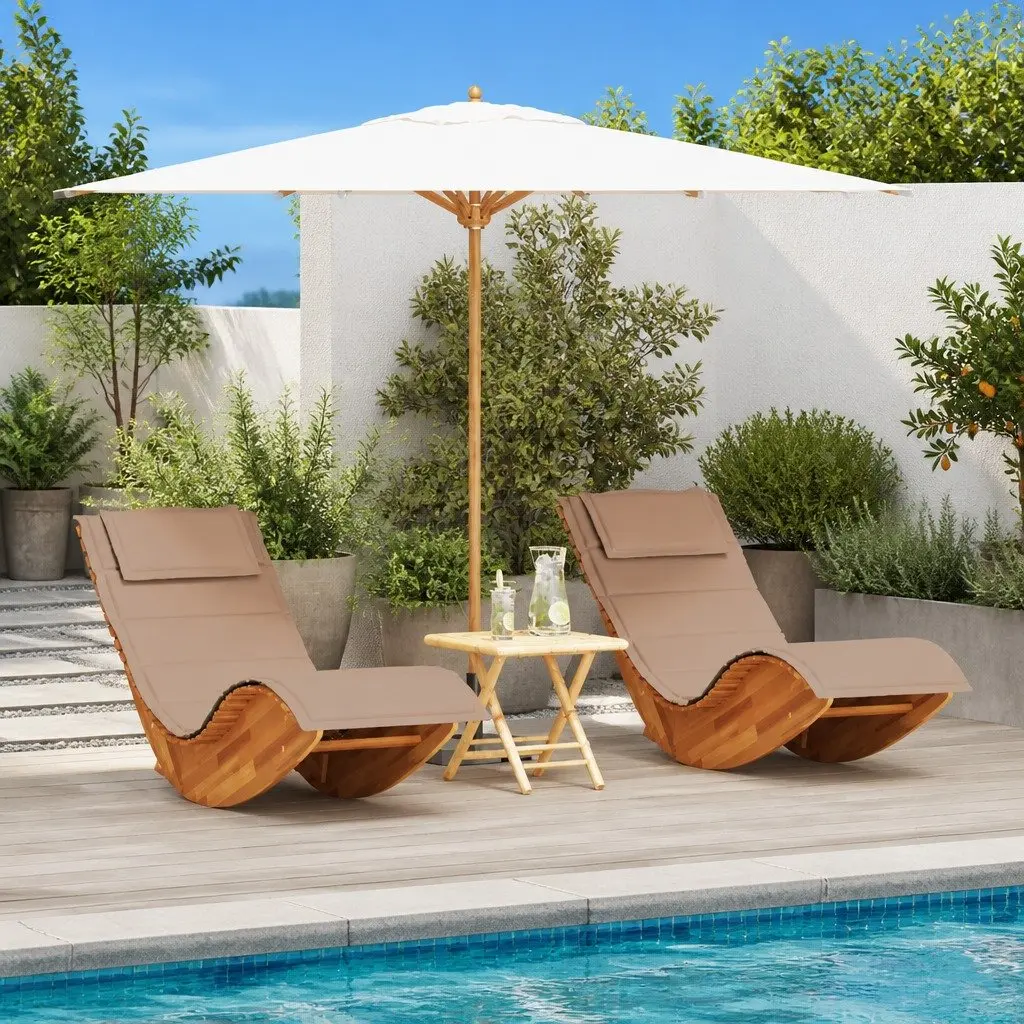 2-Seater Brown Sun Lounger for Outdoor Relaxation