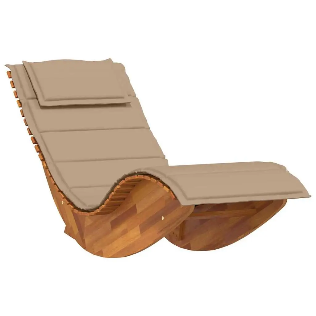 Sun Lounger Brown 2pcs Set Outdoor Acacia Wood Sunbed Garden Pool Deck Chair