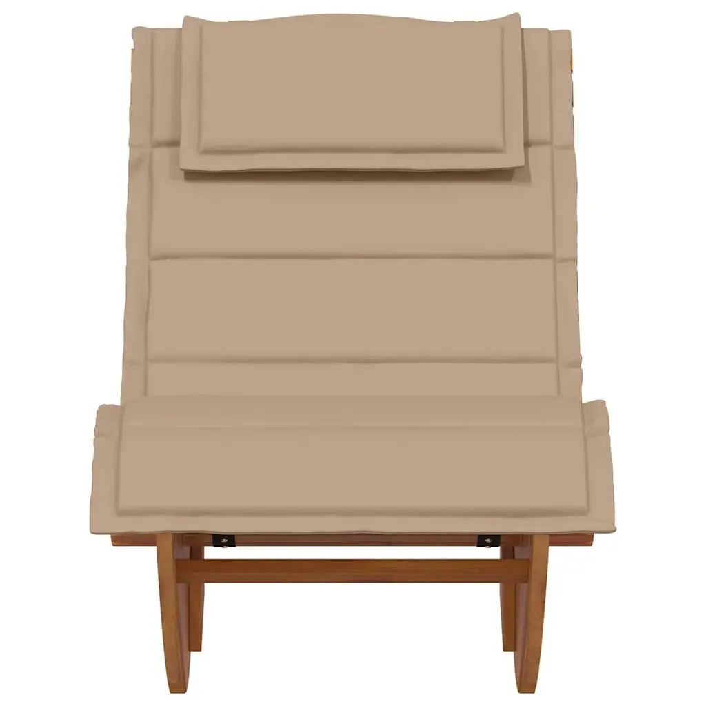 Sun Lounger Brown 2pcs Set Outdoor Acacia Wood Sunbed Garden Pool Deck Chair
